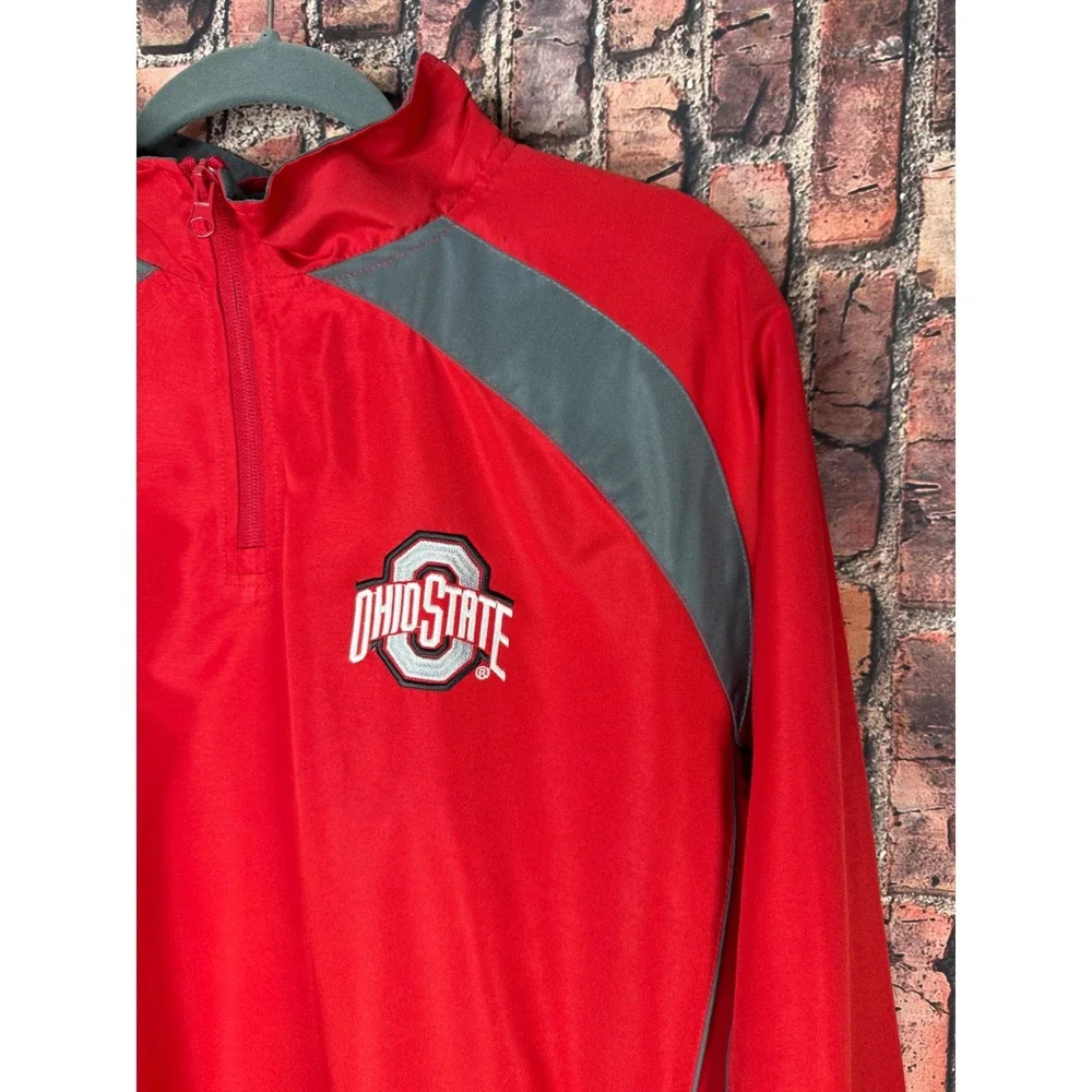 Ohio State Buckeyes Mens LG Red Quarter Zip Windbreaker Jacket Varsity Apparel